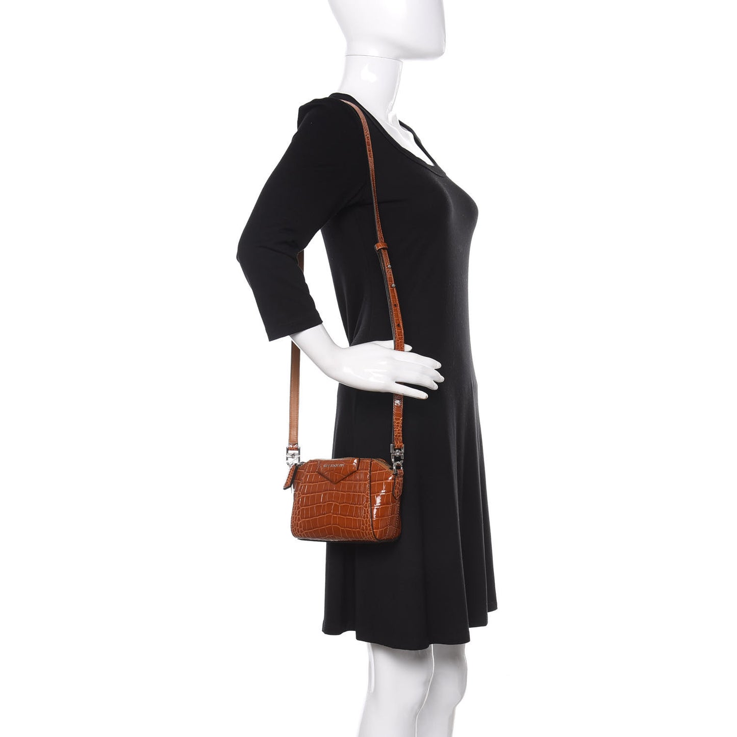 Calfskin Crocodile Embossed Nano Antigona Tan