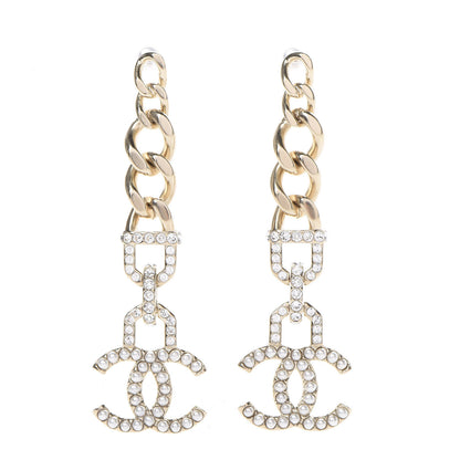 Chanel Metal Crystal CC Vendome CC Dangle Earrings Gold 1 of 5