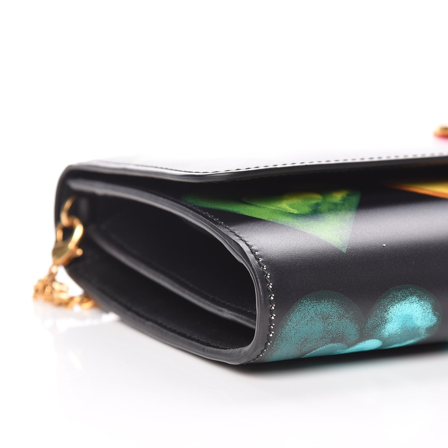 Versace Calfskin Rebellious Hearts Chain Evening Bag Black 8 of 9