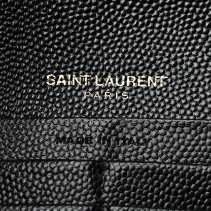 Saint Laurent Grain De Poudre Matelasse Chevron Monogram Flap Wallet Black 6 of 7