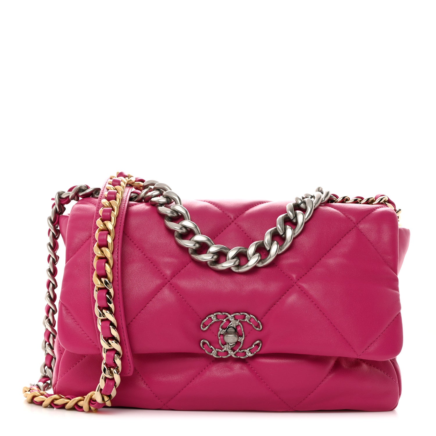 Chanel Lambskin Quilted Large Chanel 19 Flap Dark Pink 1 of 10