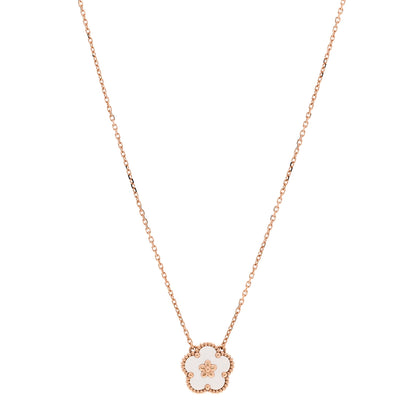 Van Cleef & Arpels 18K Rose Gold Mother of Pearl Lucky Spring Plum Blossom Necklace 1 of 6