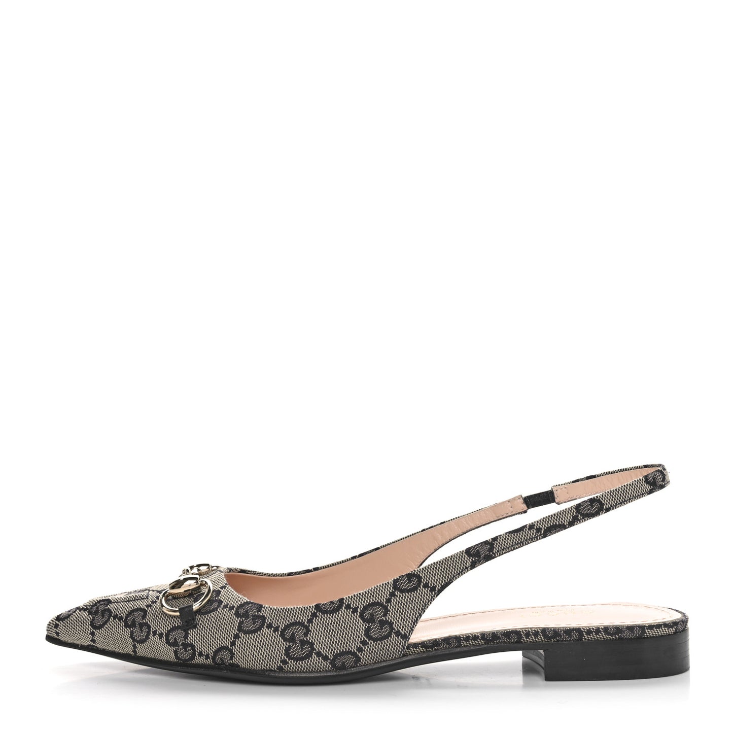 Monogram Horsebit Womens Slingback Ballet Flat 37 Beige Blue