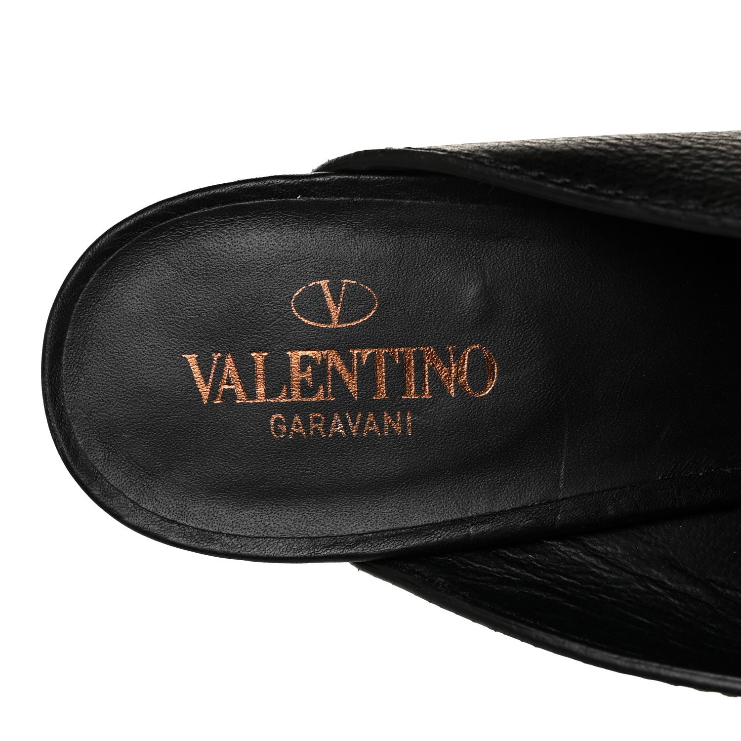Valentino Garavani Grainy Cowhide VLogo Mid Heel Slide Sandals 39.5 Black 6 of 8