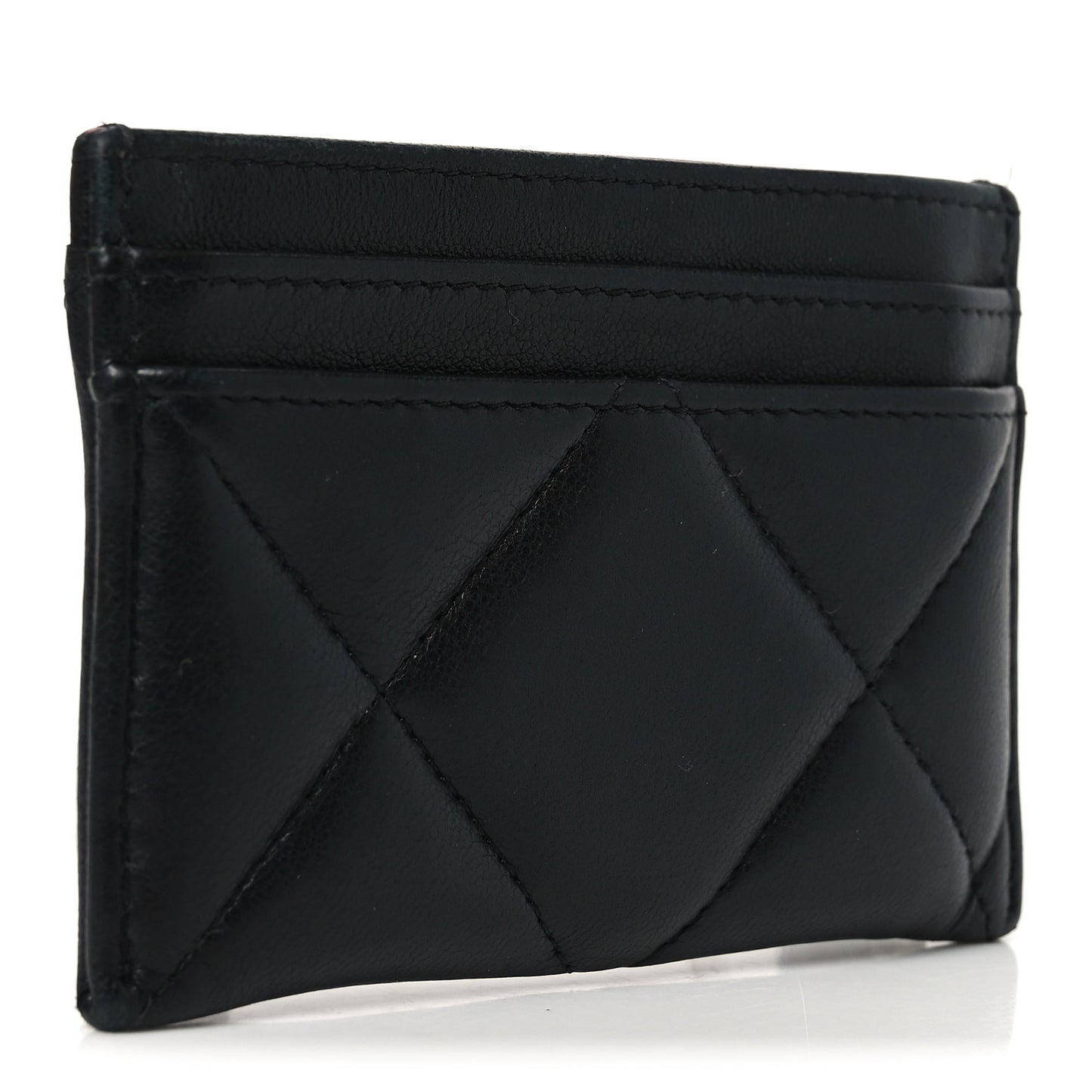 Lambskin Quilted Chanel 19 Card Holder Black