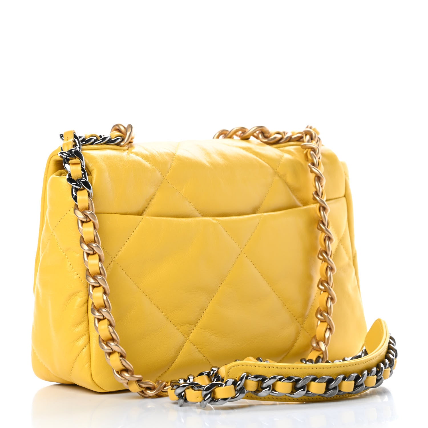 Chanel Lambskin Quilted Medium Chanel 19 Flap Yellow 3 of 12