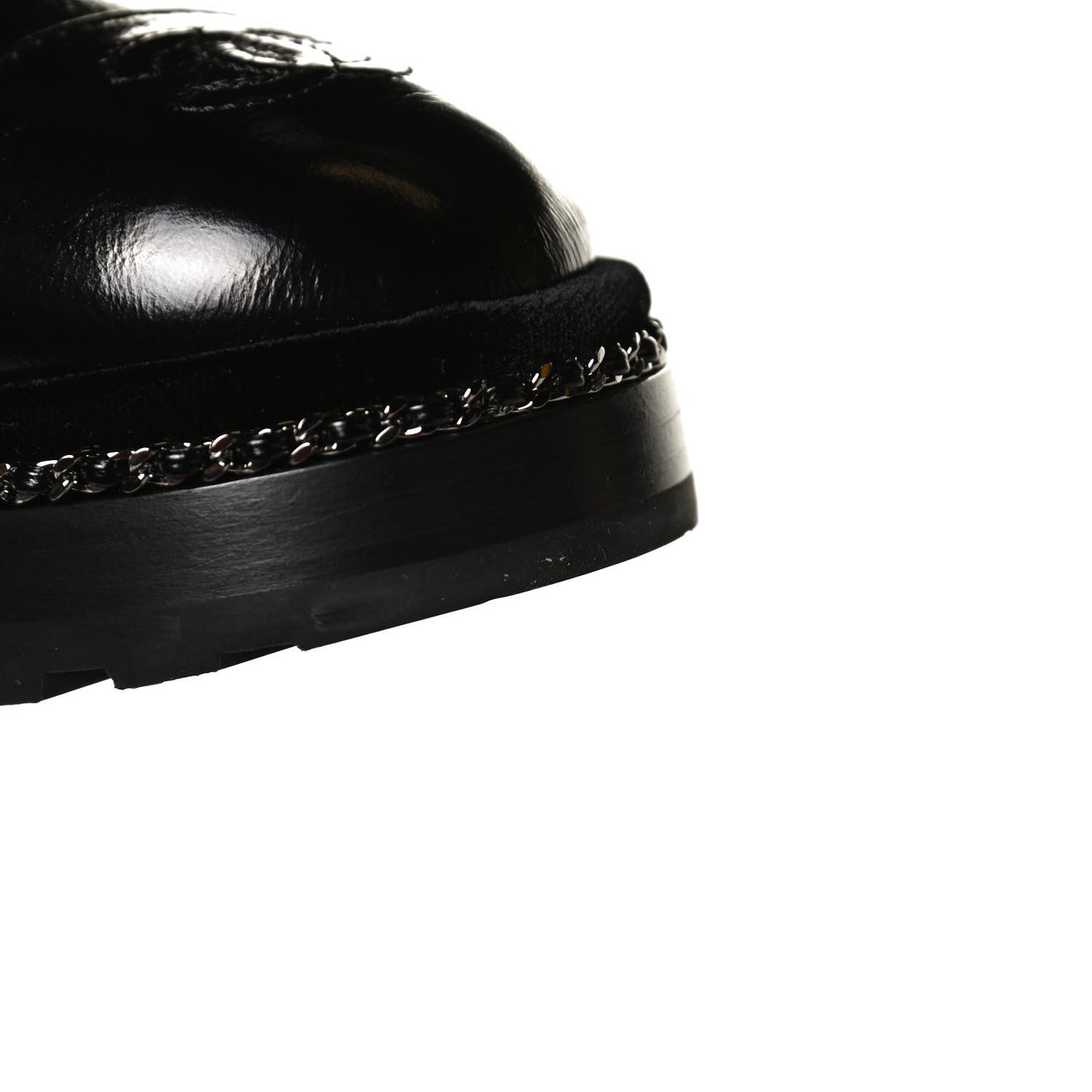 Crackled Calfskin Velvet Pearl Combat Short Boots 39.5 Black