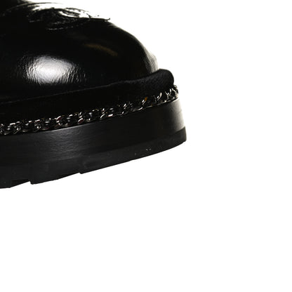 Chanel Crackled Calfskin Velvet Pearl Combat Short Boots 39.5 Black 10 of 11