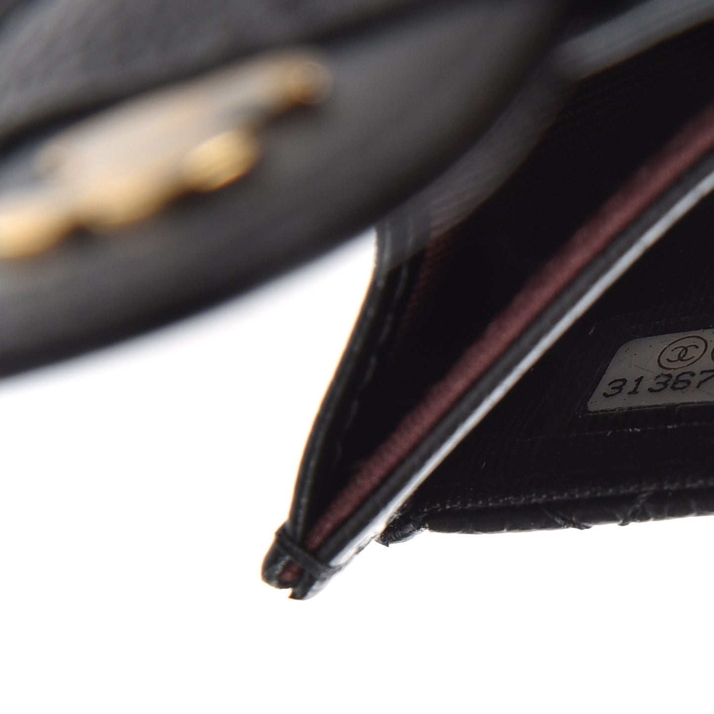 Caviar Quilted Flap Card Holder Wallet Black