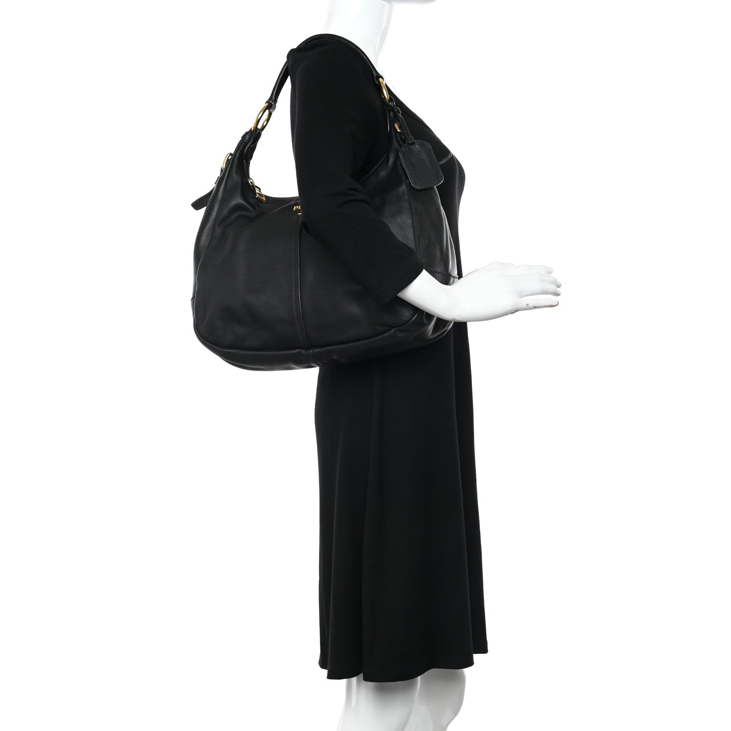 Prada Soft Calf Hobo Black 2 of 13
