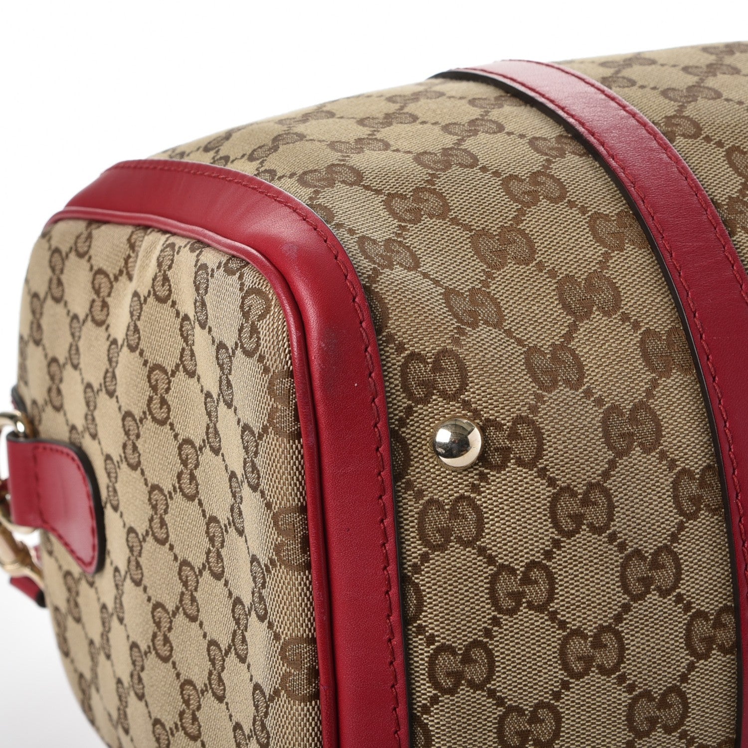 Gucci Monogram Medium Joy Boston Beige Red 10 of 11