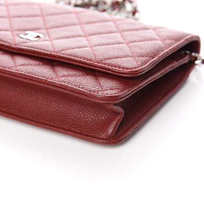 Chanel Caviar Quilted Wallet On Chain WOC Dark Red 10 of 12