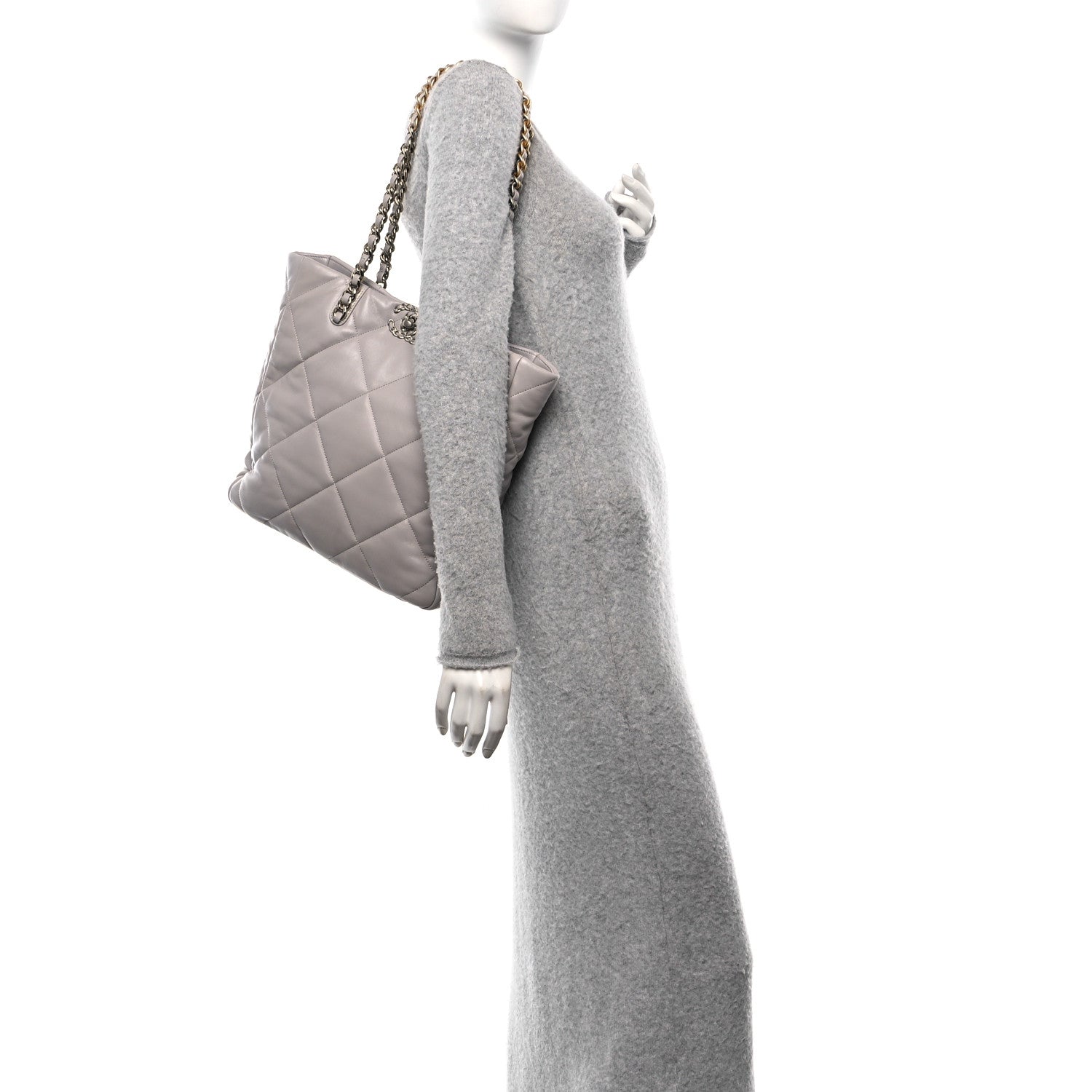 Chanel Lambskin Quilted Chanel 19 Shopping Bag Grey 2 of 10