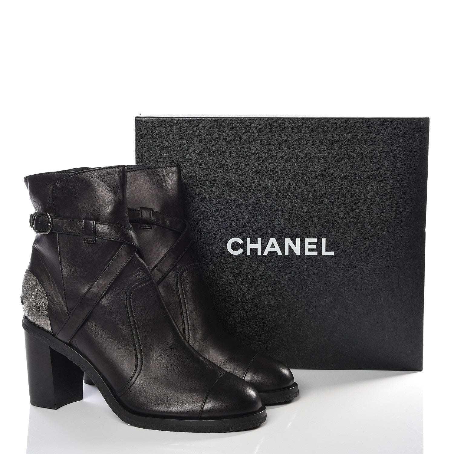 Chanel Lambskin CC Buckle Short Boots 41 Black 11 of 11