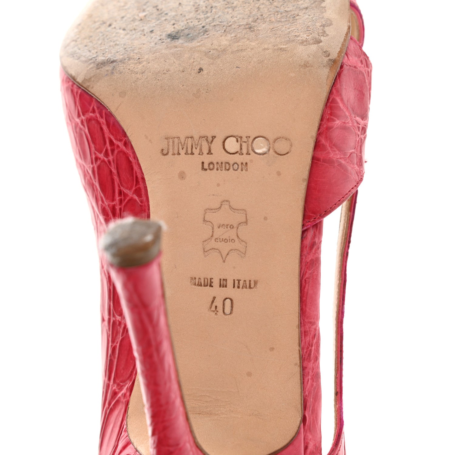 Jimmy Choo Crocodile Embossed Calfskin Lust 100 Pumps 40 Raspberry 6 of 11