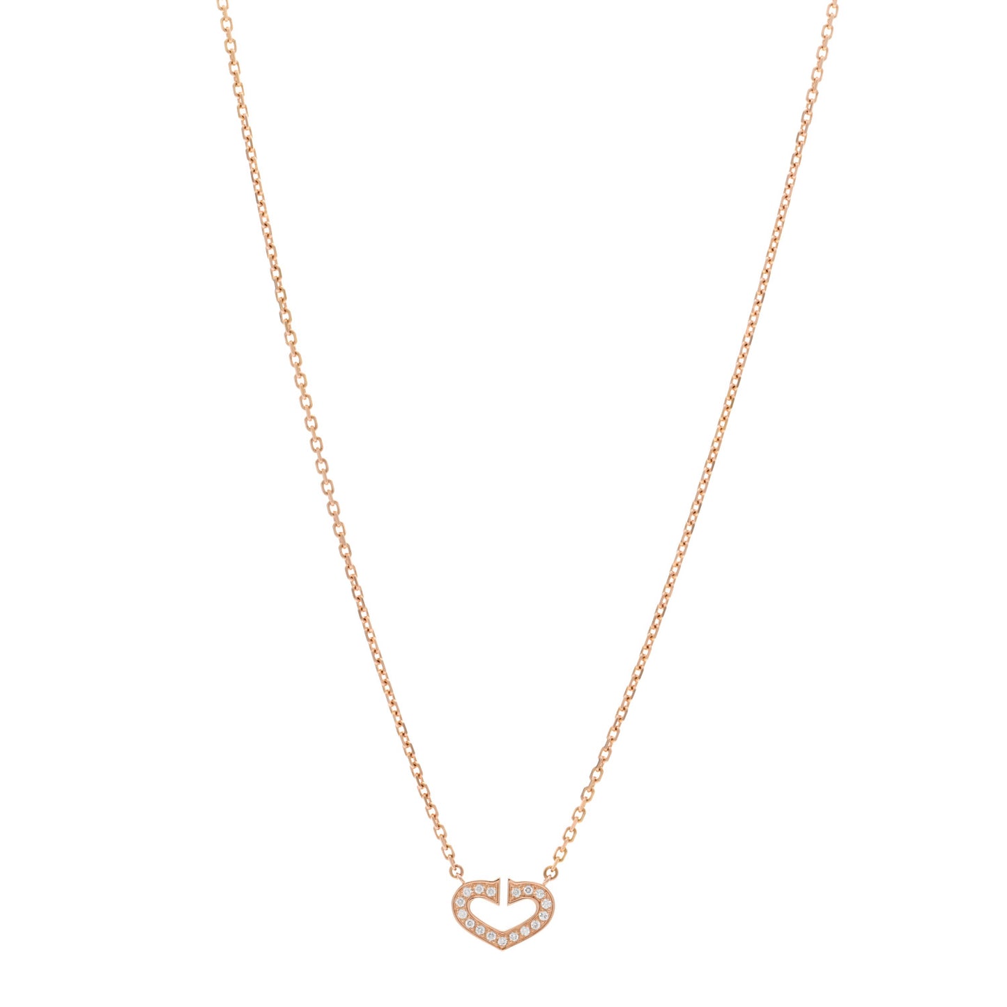 18K Pink Gold Diamond Hearts And Symbols Pendant Necklace