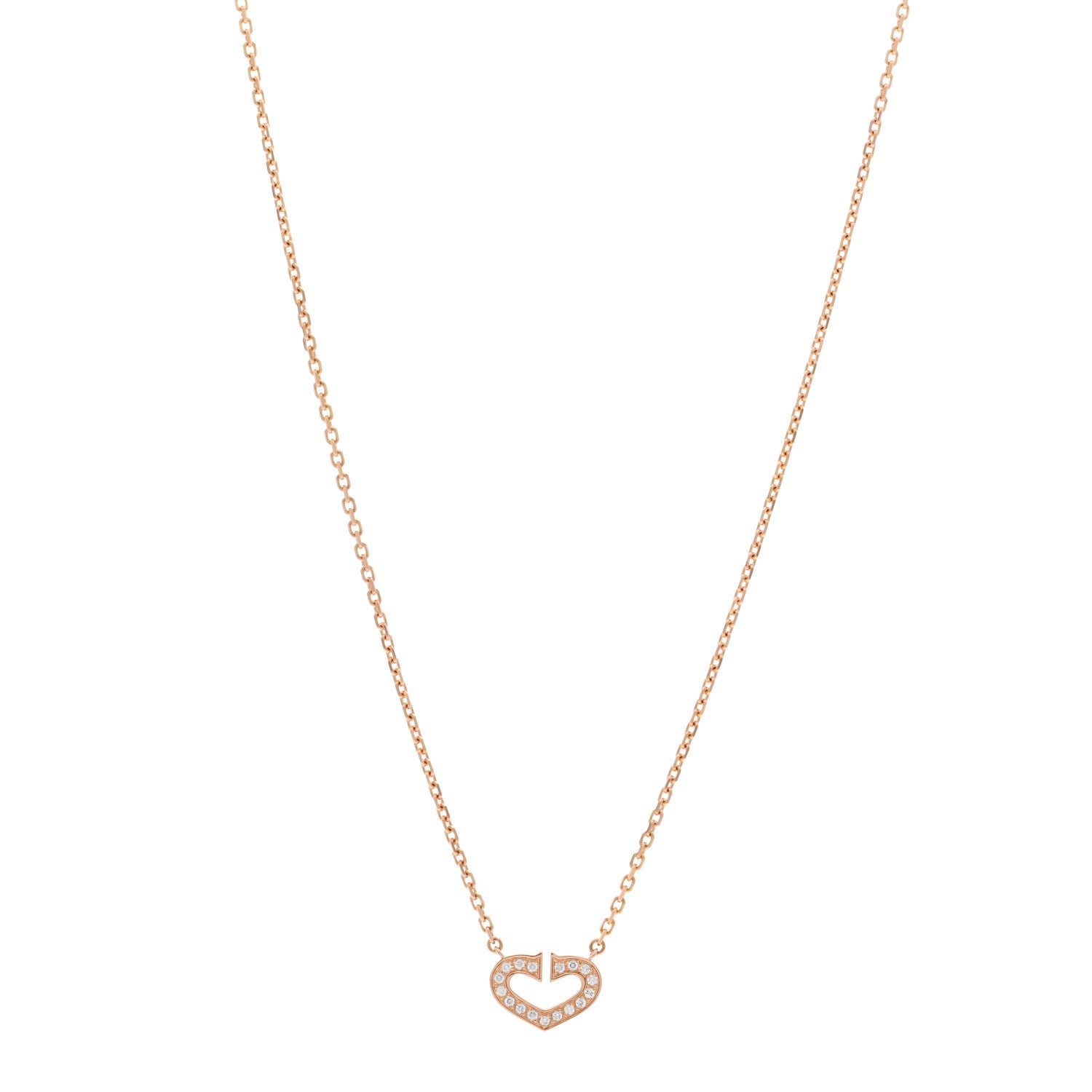 Cartier 18K Pink Gold Diamond Hearts And Symbols Pendant Necklace 1 of 4