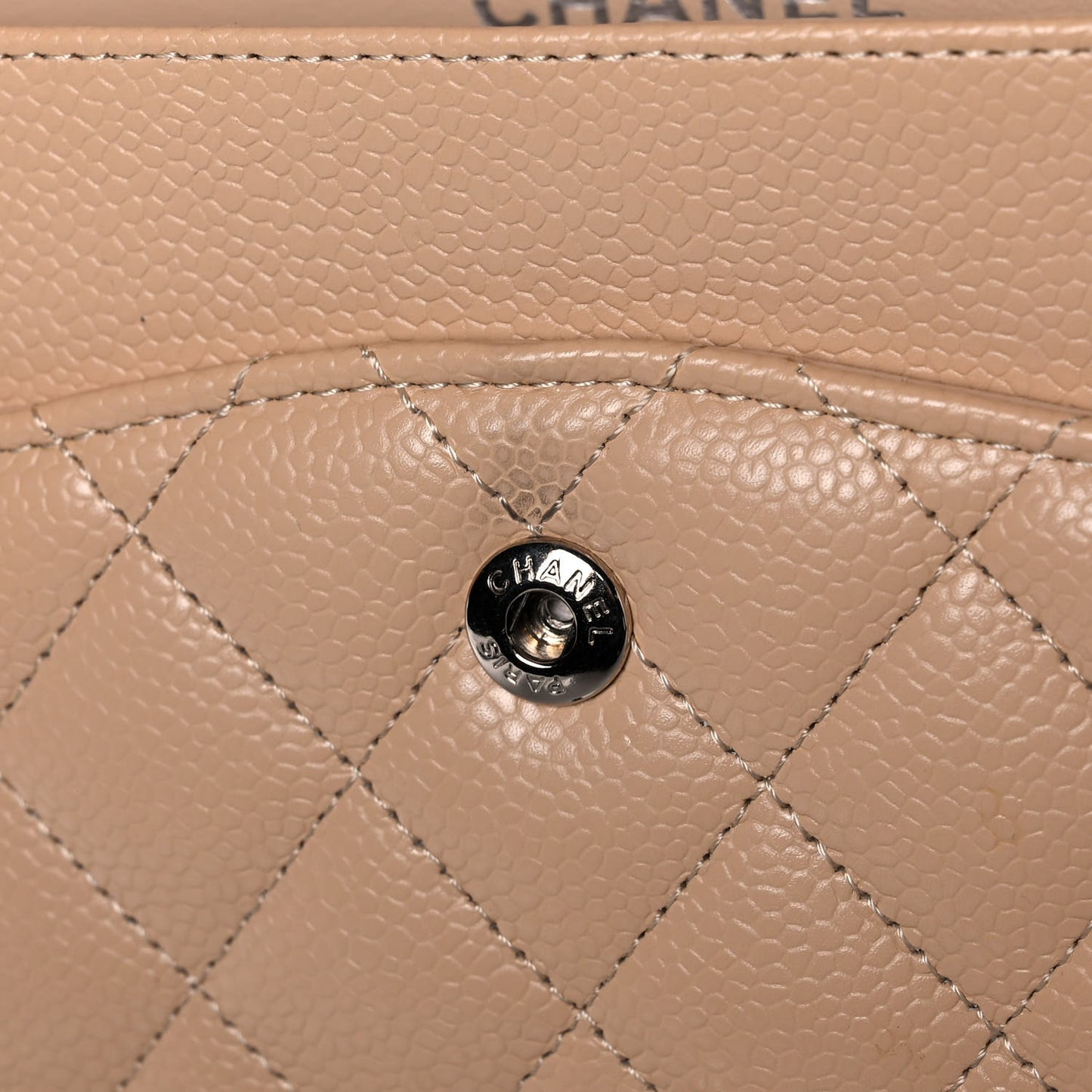 Caviar Quilted Medium Double Flap Light Beige