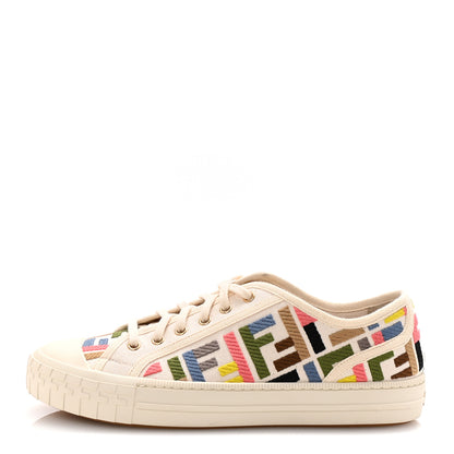 Fendi Kuban Canvas FF Womens Domino Low Top Sneakers 39 Grezzo Multicolor Latte 1 of 9