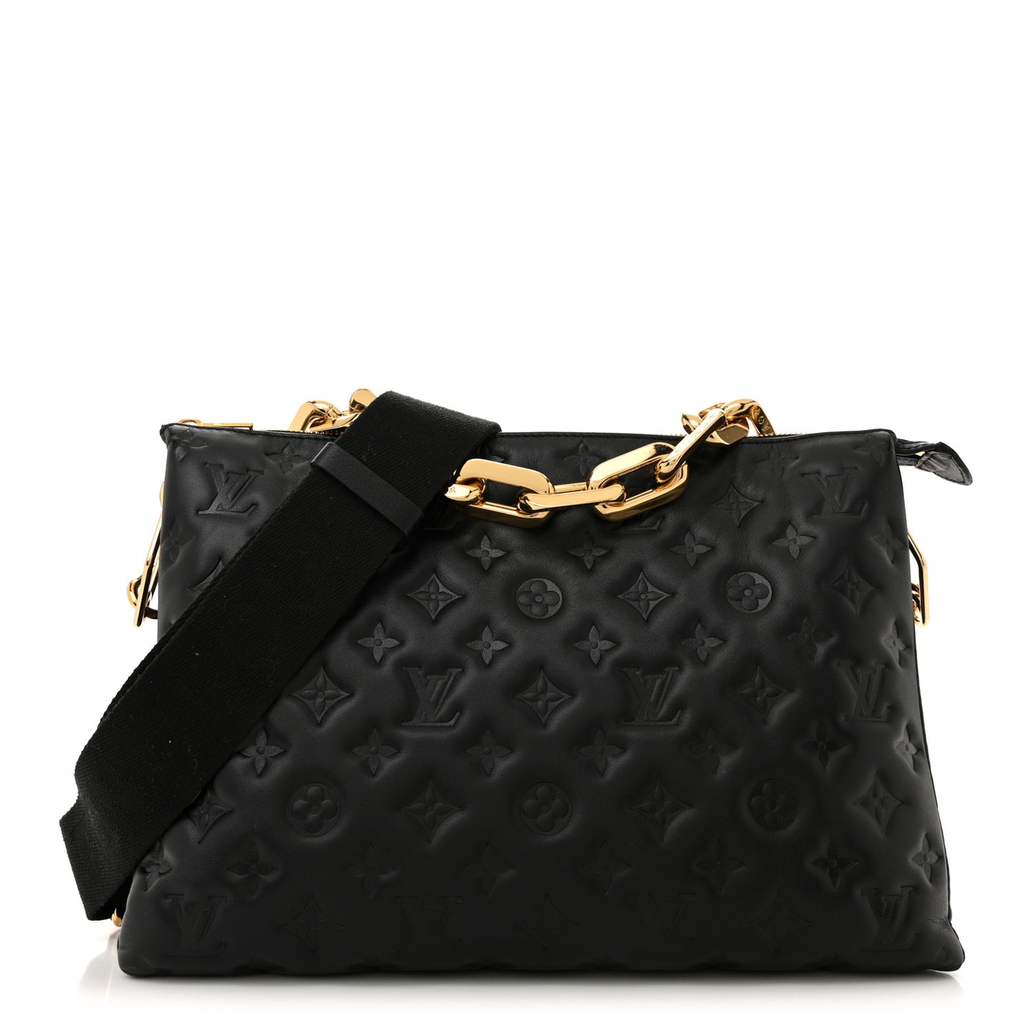 Lambskin Embossed Monogram Coussin MM Black