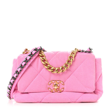 Chanel Denim Quilted Medium Chanel 19 Flap Neon Pink 1 of 10