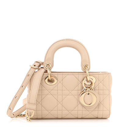 Christian Dior Lambskin Cannage Micro Lady D-Joy Sand Rose 1 of 11