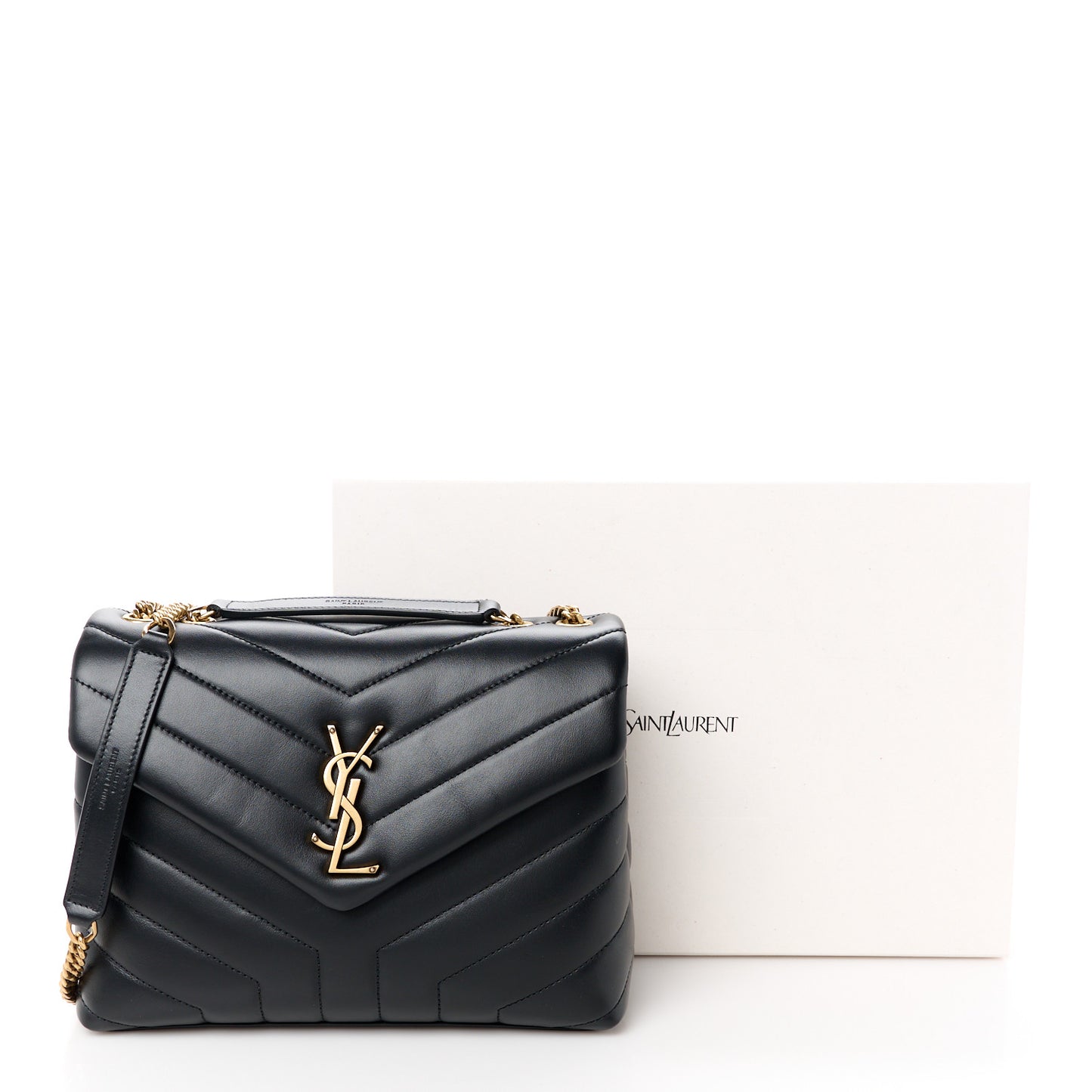 Calfskin Y Quilted Monogram Small Loulou Chain Satchel Black