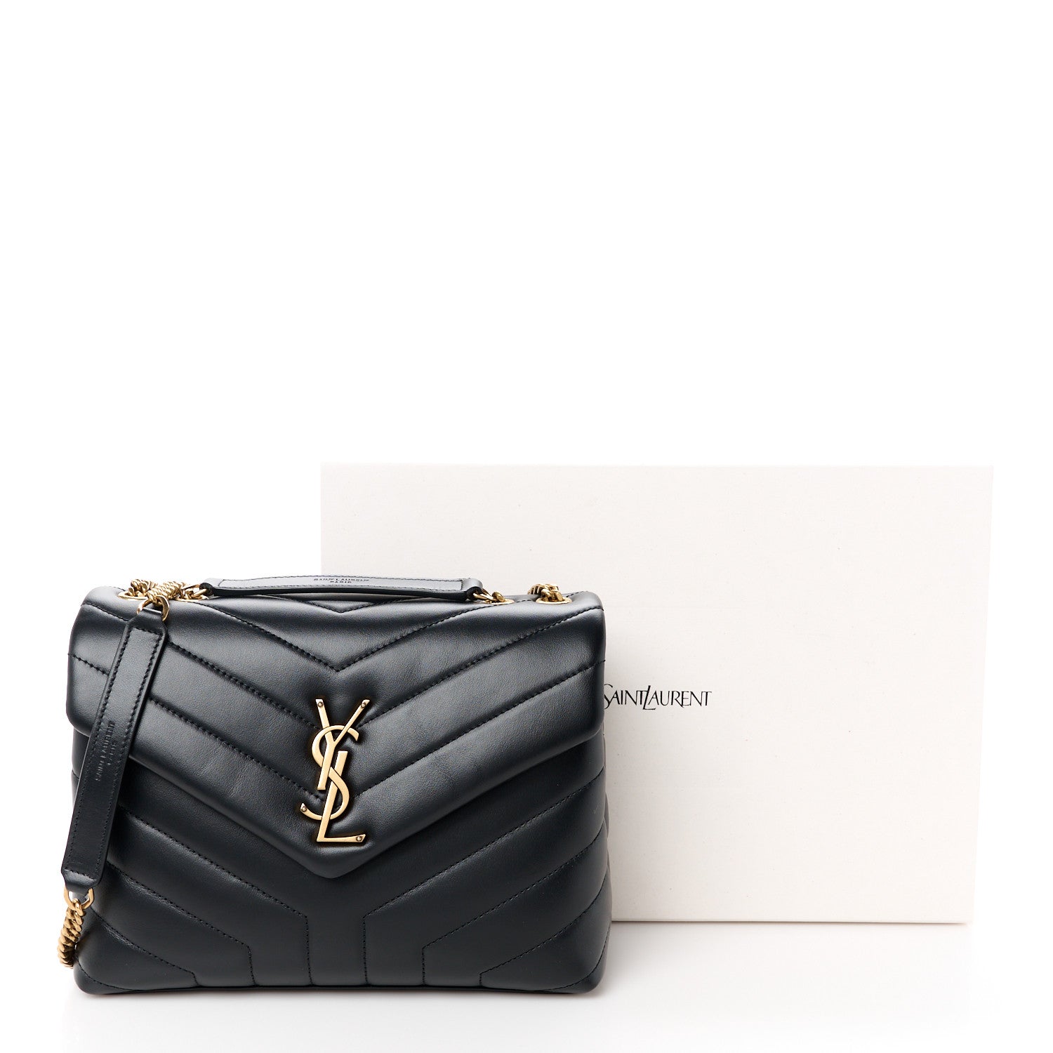 Saint Laurent Calfskin Y Quilted Monogram Small Loulou Chain Satchel Black 12 of 12