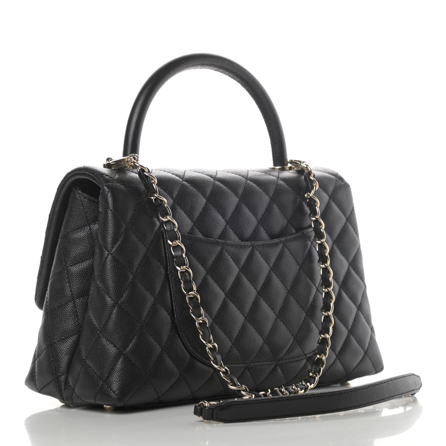 Caviar Quilted Medium Coco Handle Flap Black