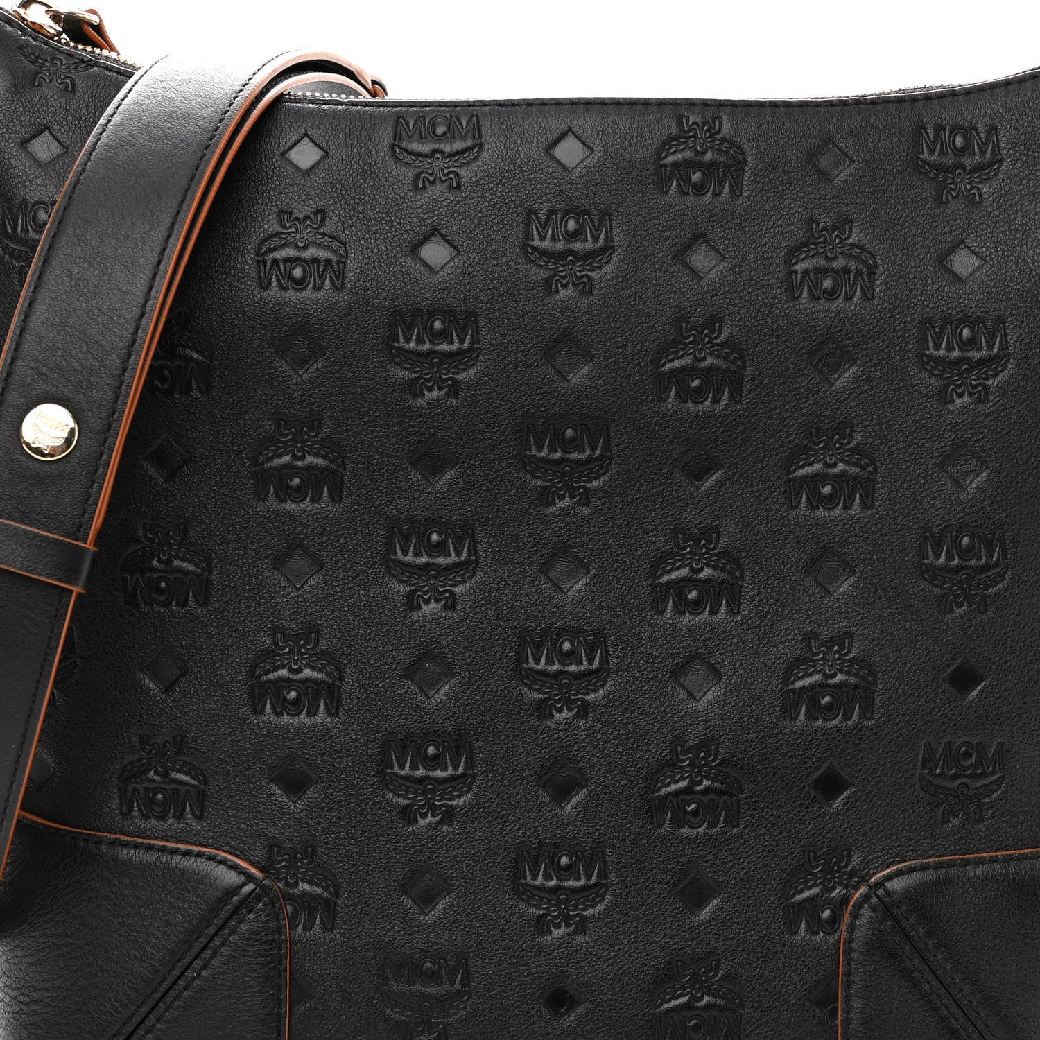 MCM Calfskin Ottomar Monogram Medium Klara Hobo Black 6 of 10