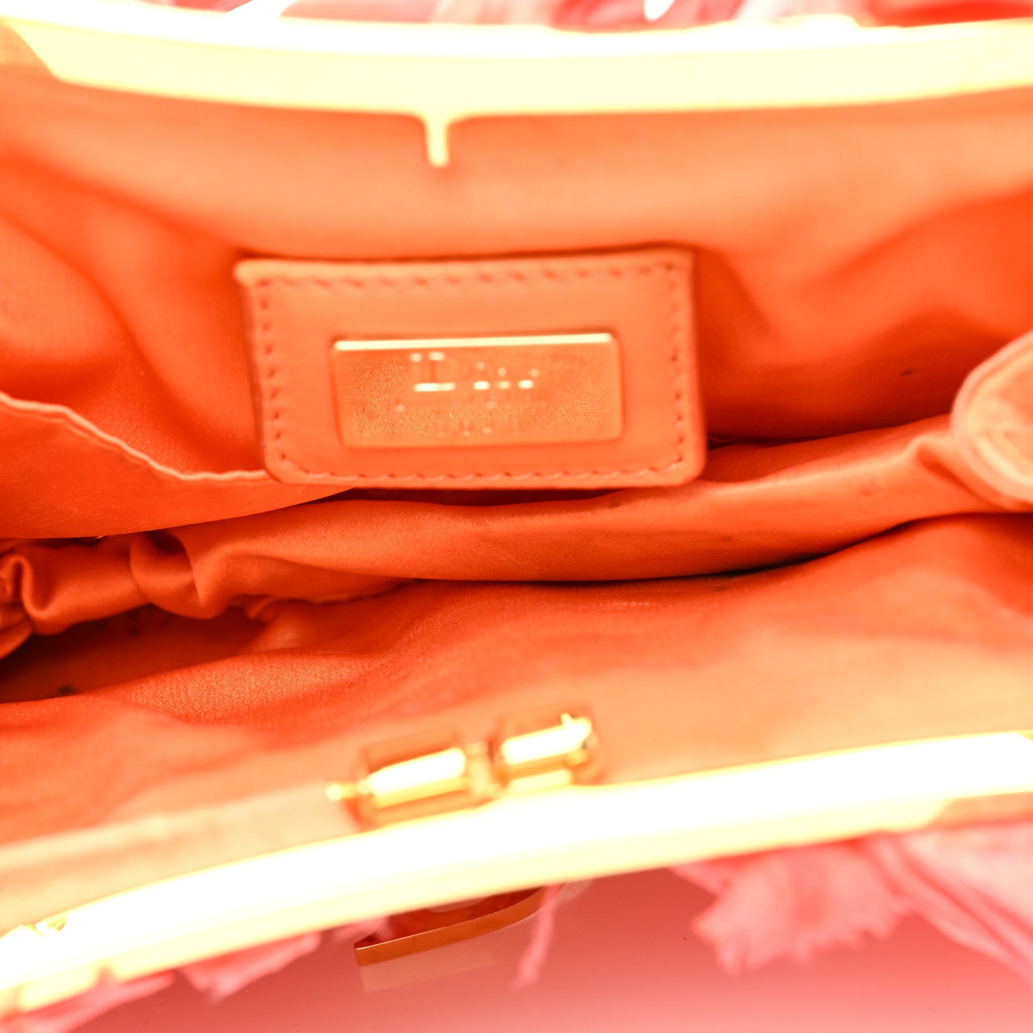 Christian Dior Silk Petal Applique Mini Saddle Orange 5 of 11