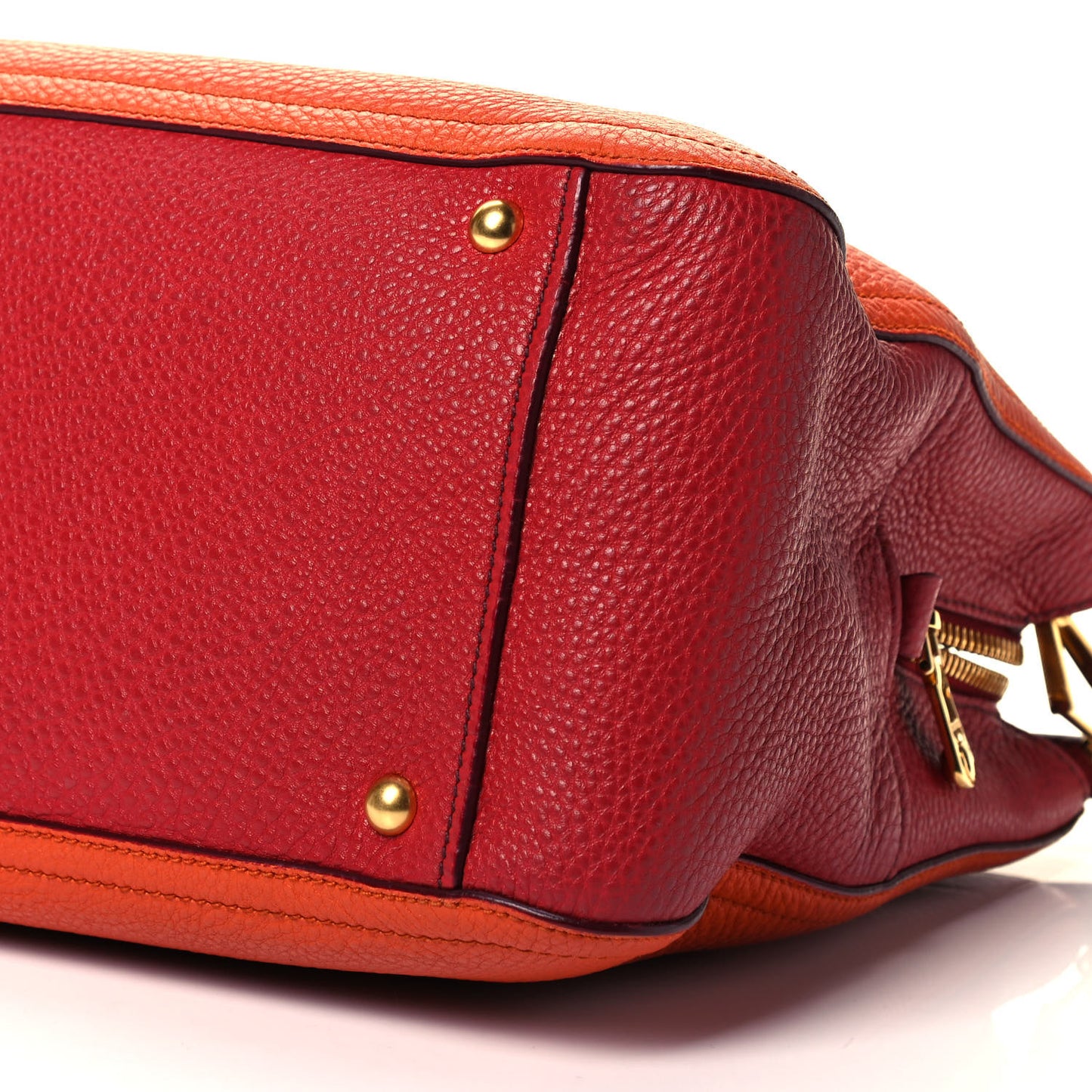 Vitello Daino Top Handle Shoulder Bag Rame Rosso