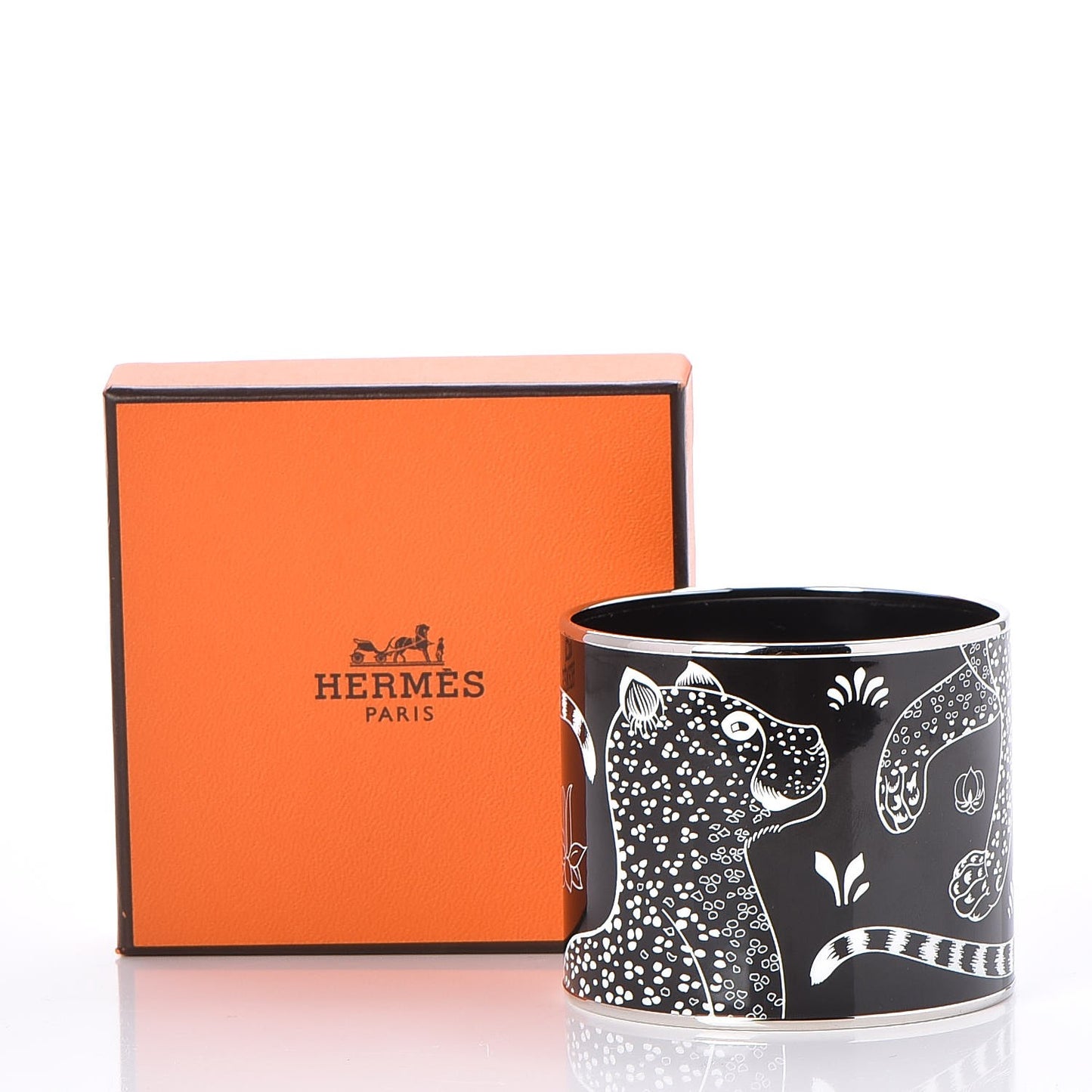 Enamel Printed Mega Wide Les Leopards Positif Negatif Bracelet 65 Black