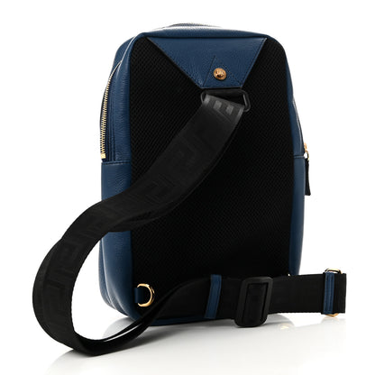 Versace Calfskin Sling Backpack Blue 3 of 9