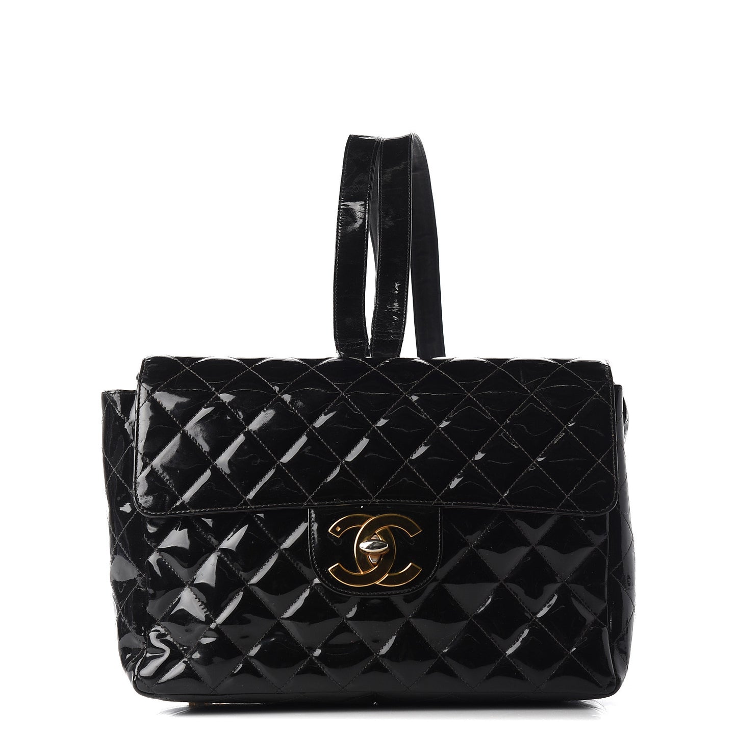 Patent Quilted Backpack Black