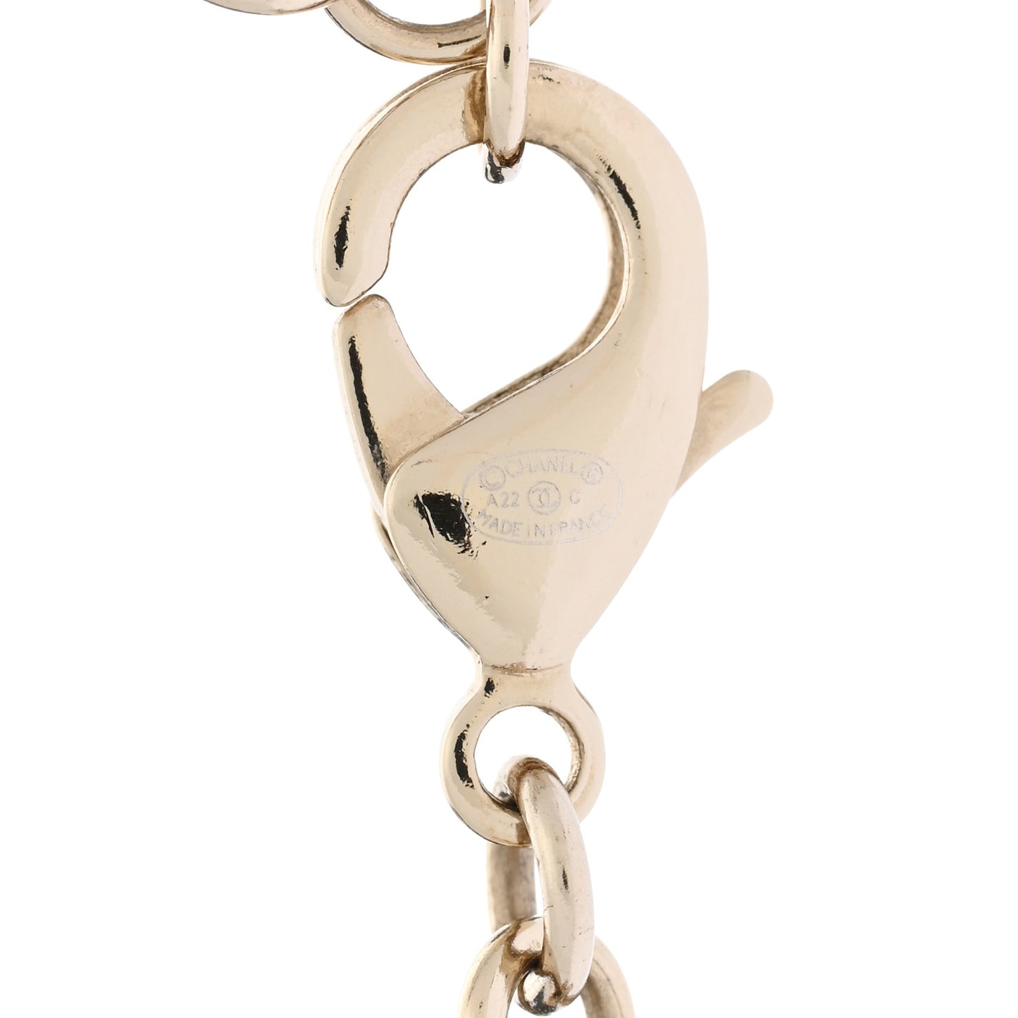 Pearl Crystal CC Teardrop Braided Necklace Gold