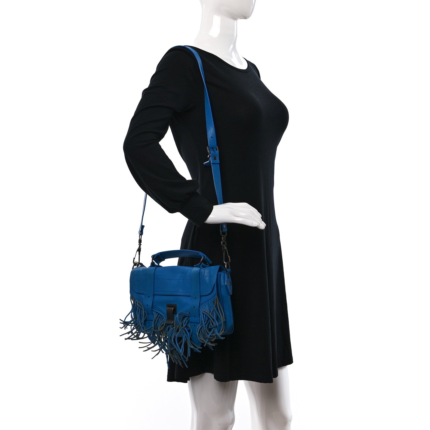 Proenza Schouler Lambskin Fringe PS1 Crossbody Pouch Cobalt Blue 2 of 13