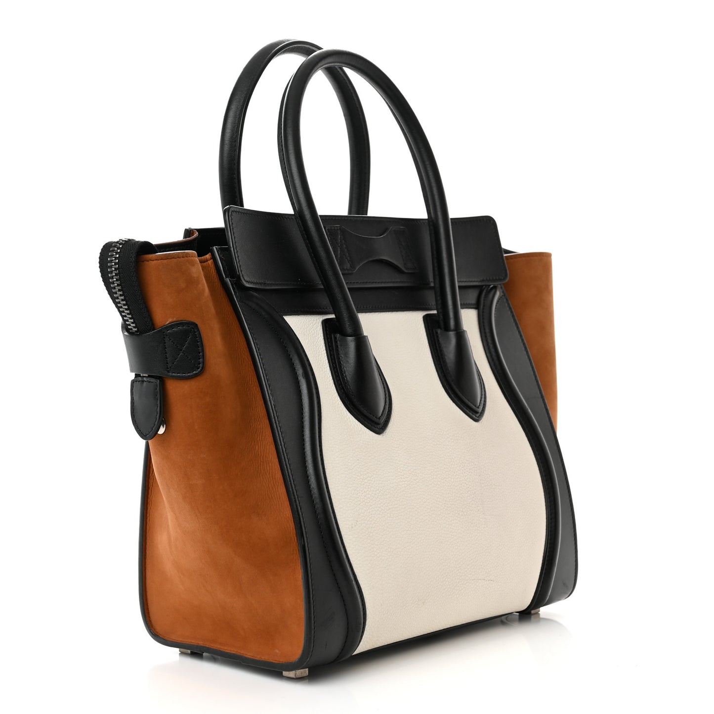 Baby Grained Calfskin Nubuck Micro Tri-Color Luggage White