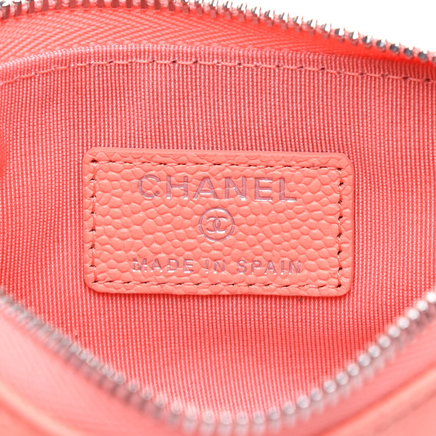 Caviar Quilted Small Cosmetic Case Coral