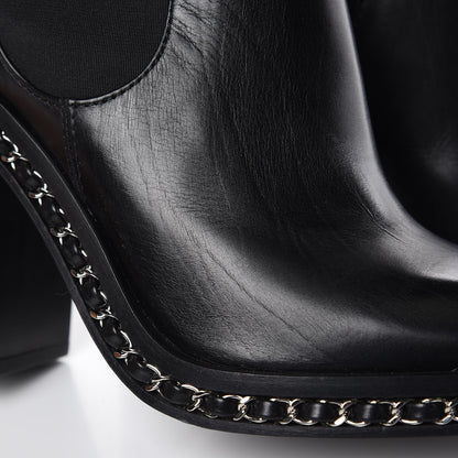 Chanel Calfskin Chain Around Elastic Boots 39 Black 7 of 11