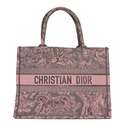 Christian Dior Canvas Embroidered Medium Dioriviera Toile De Jouy Book Tote Pink Grey 1 of 10