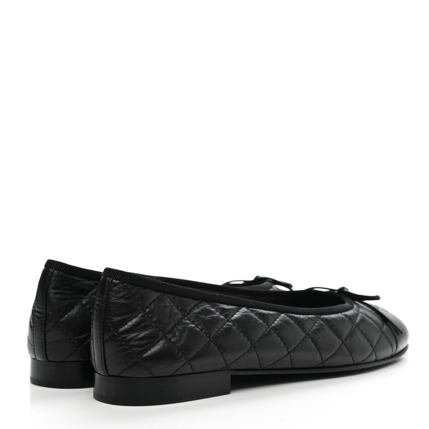 Chanel Aged Calfskin Quilted Cap Toe Ballerina Flats 38 Black 4 of 9