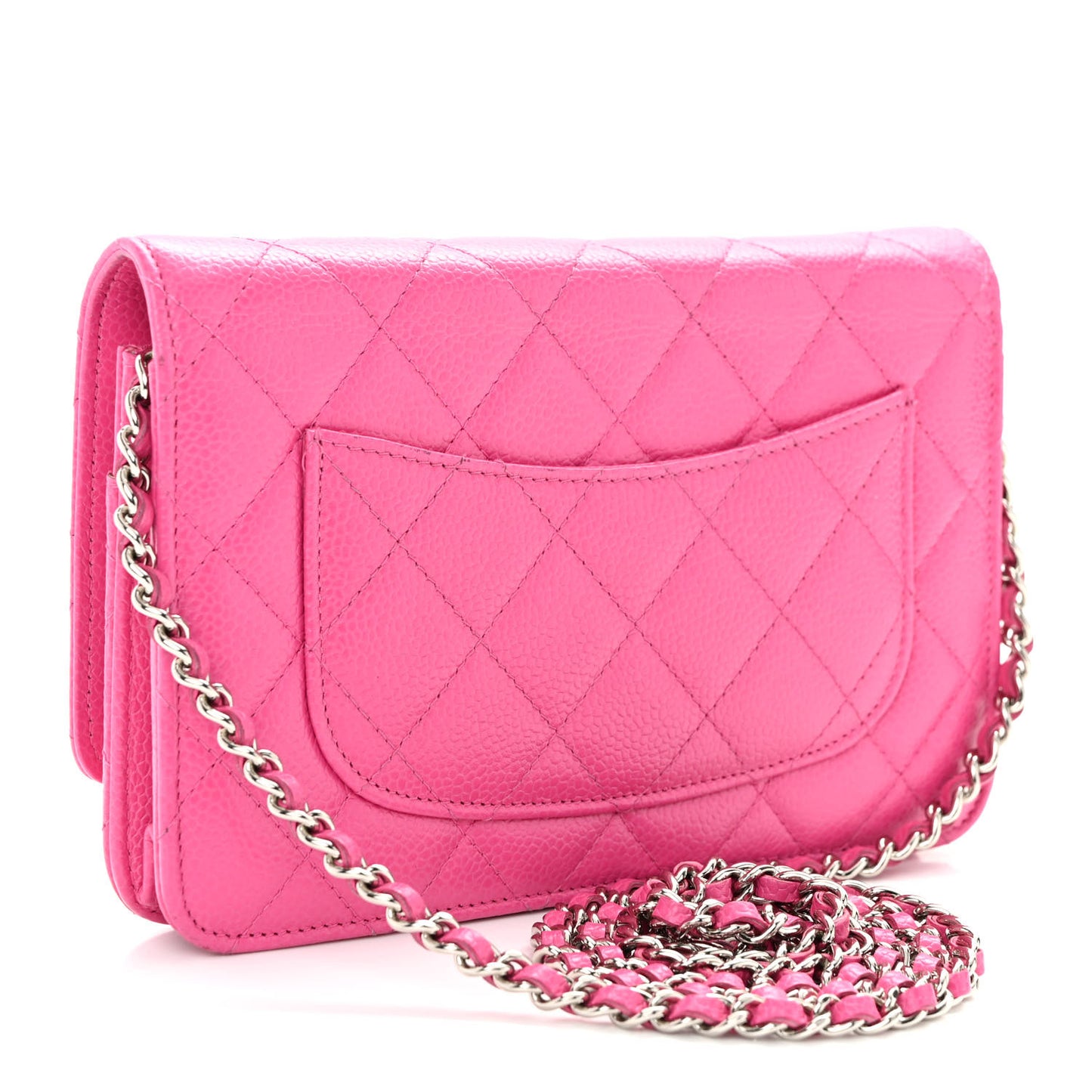 Caviar Quilted Wallet on Chain WOC Fuchsia