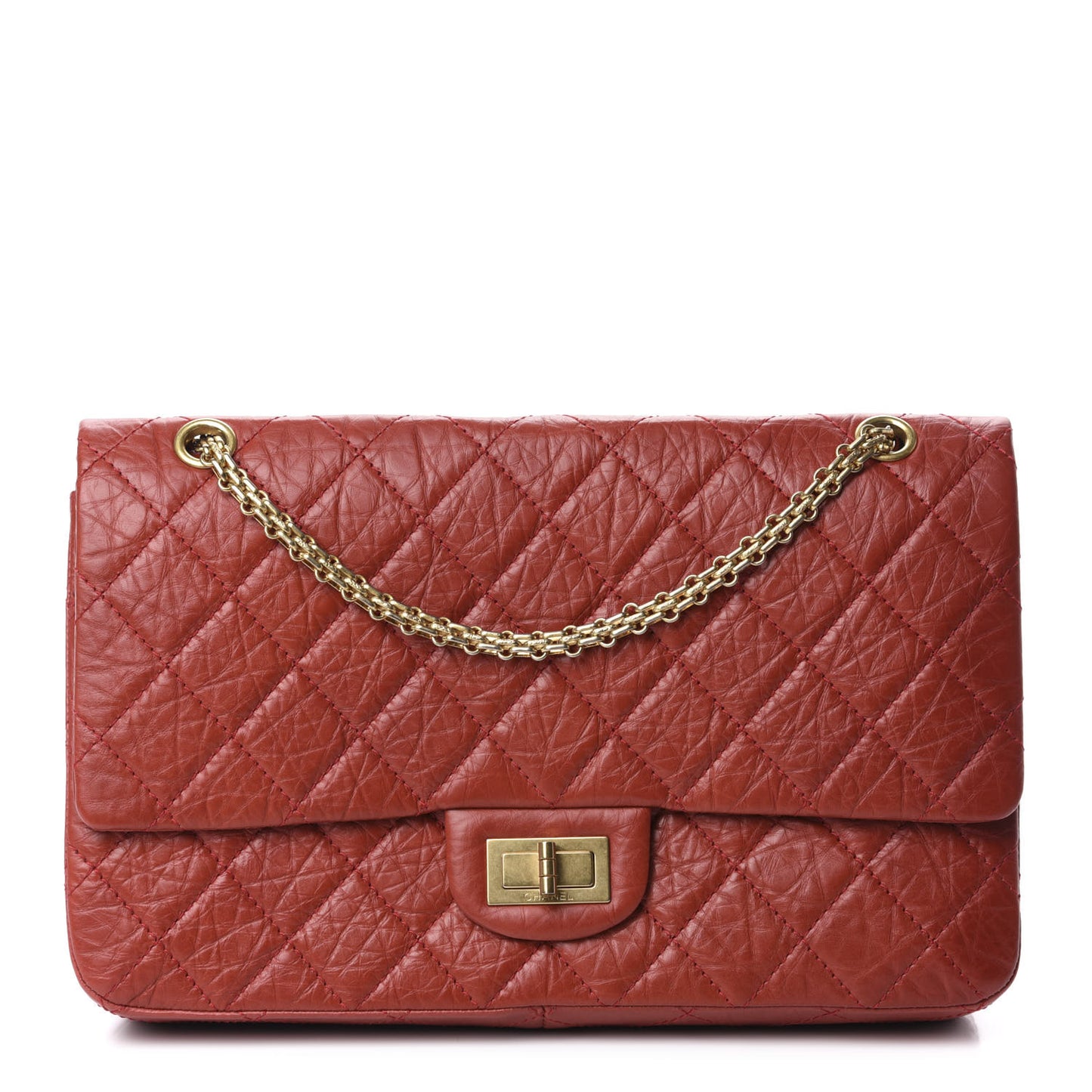 Aged Calfskin Quilted 2.55 Reissue 227 Flap Red
