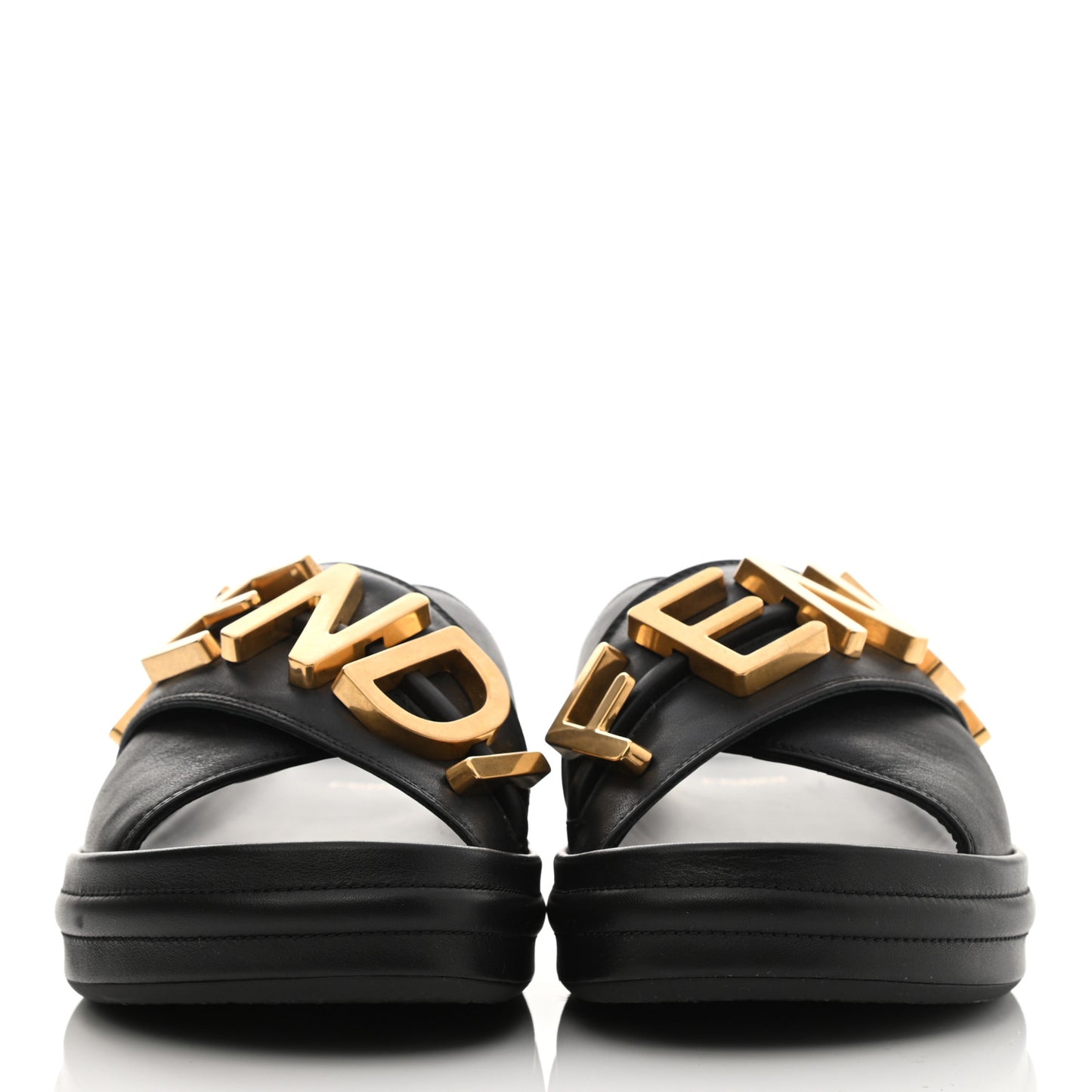 Vitello Womens Fendigraphy Slide Sandals 36.5 Black