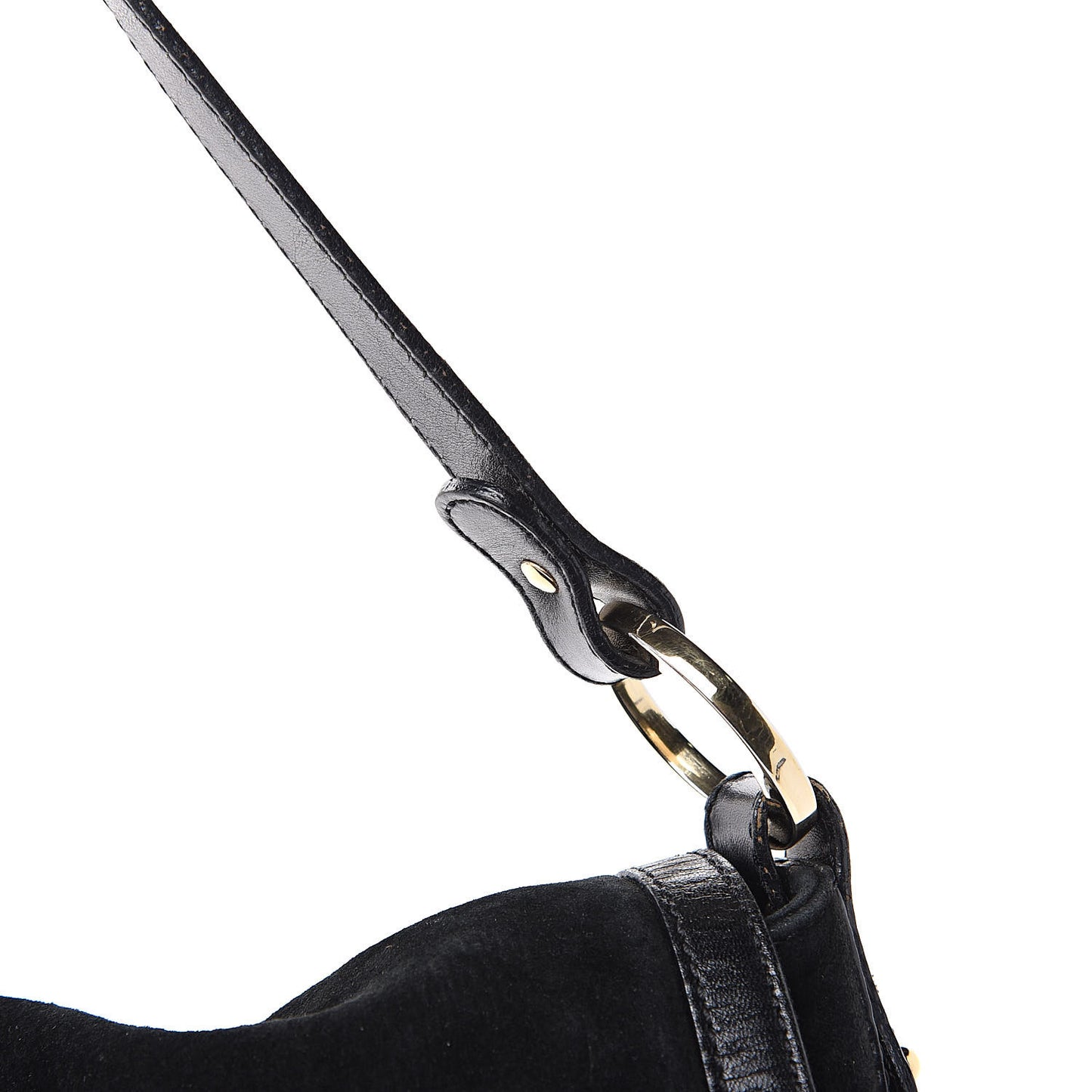 Suede Large Chef Shoulder Bag Black
