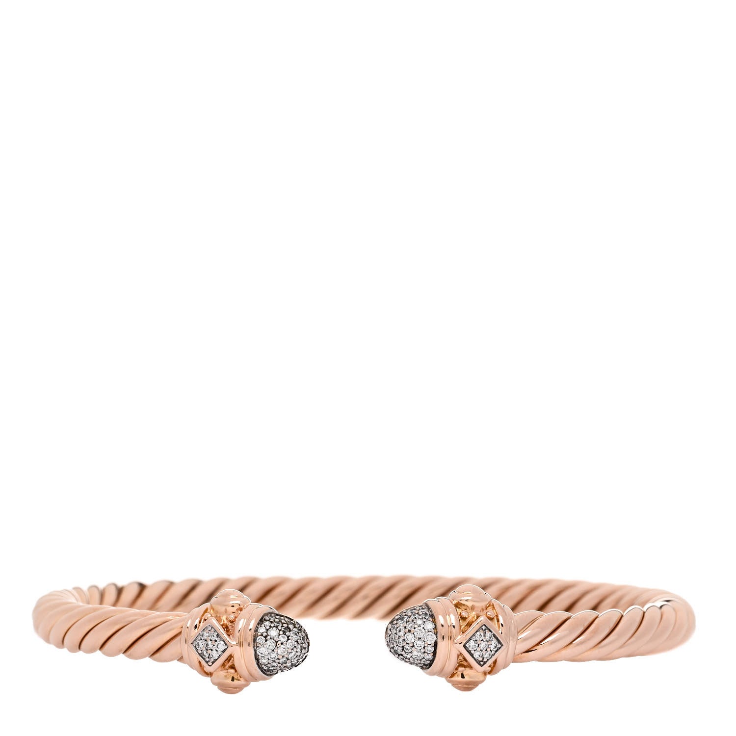 David Yurman 18K Rose Gold Diamond 5mm Renaissance Pave Bracelet 1 of 4