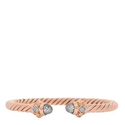 David Yurman 18K Rose Gold Diamond 5mm Renaissance Pave Bracelet 1 of 4