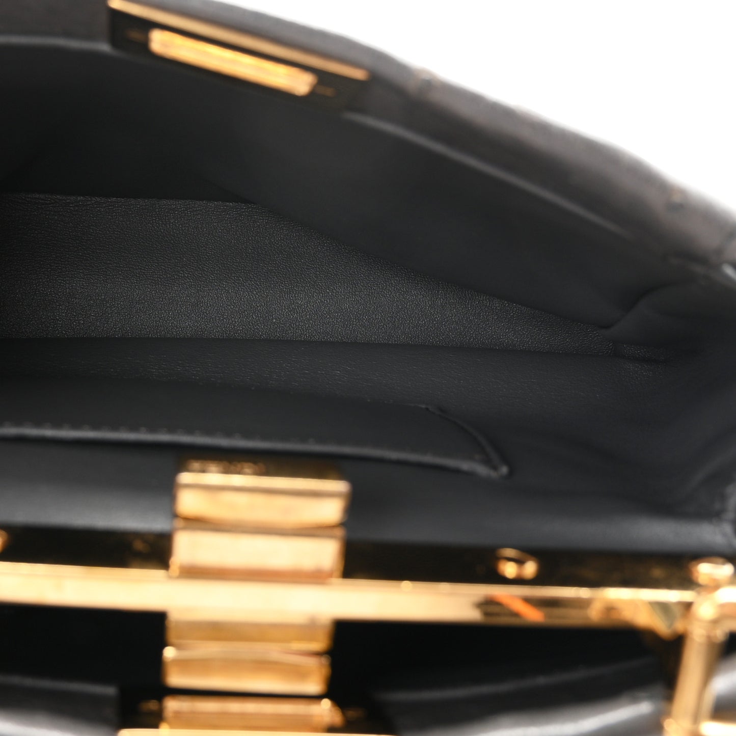 Ostrich Shiny Nappa Mini Peekaboo Iconic Satchel Grey