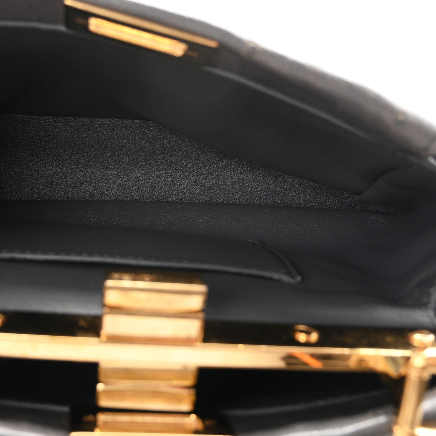 Fendi Ostrich Shiny Nappa Mini Peekaboo Iconic Satchel Grey 4 of 9